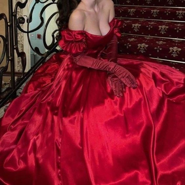Beautiful Red Off The Shoulder Satin A-line Prom Dress HZ1023